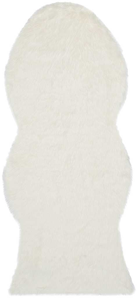 An ivory faux sheepskin runner pairs a full shag surface with broad, rounded contours. || FSS115A-26 || top_studio