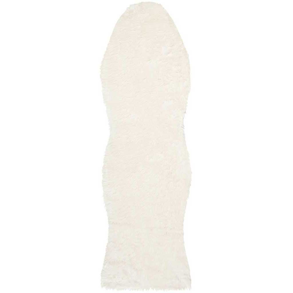 Creamy ivory shag brings a plush feel to this slim runner with natural curves and a softly squared end. || FSS115A-28 || top_studio