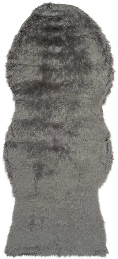 Soft gray shag covers this faux sheepskin runner, defined by a rounded top and gently curved sides. || FSS115D-26 || top_studio
