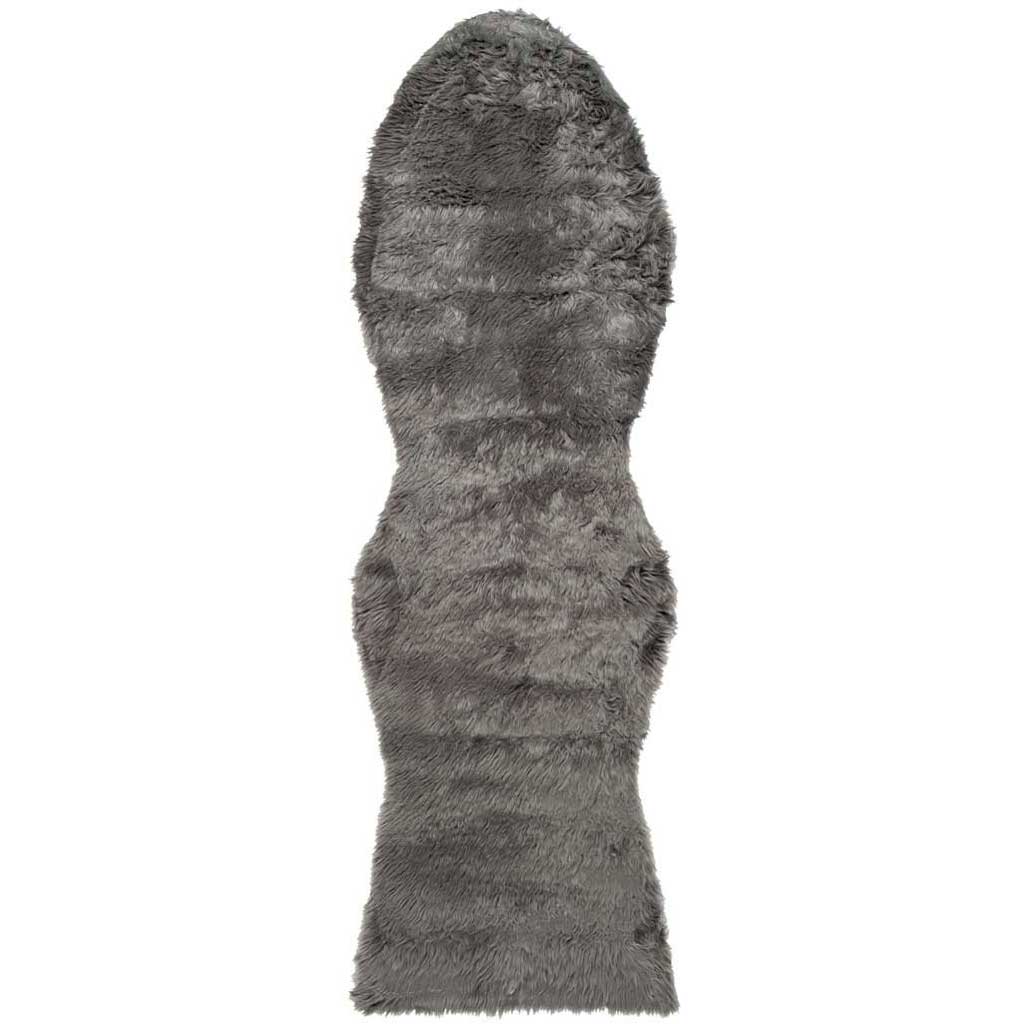 Velvety gray shag adds cozy depth to an elongated faux sheepskin runner with gently contoured sides. || FSS115D-28 || top_studio