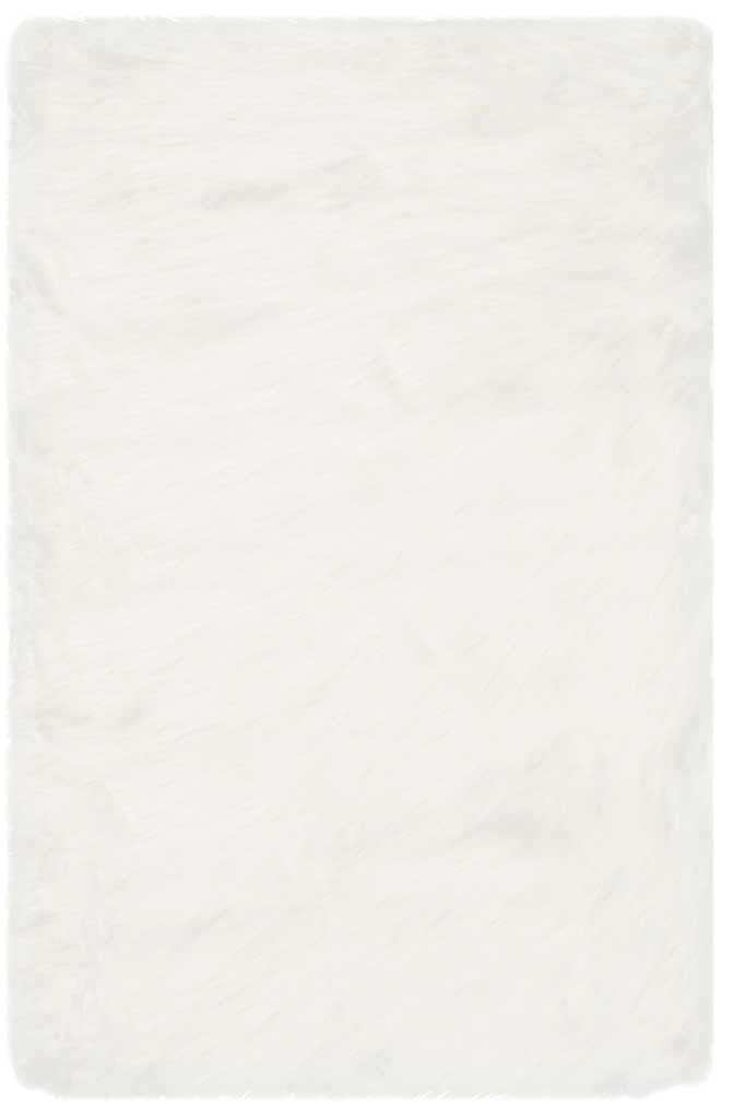 Compact ivory accent rug with dense, silky shag and a clean rectangular outline