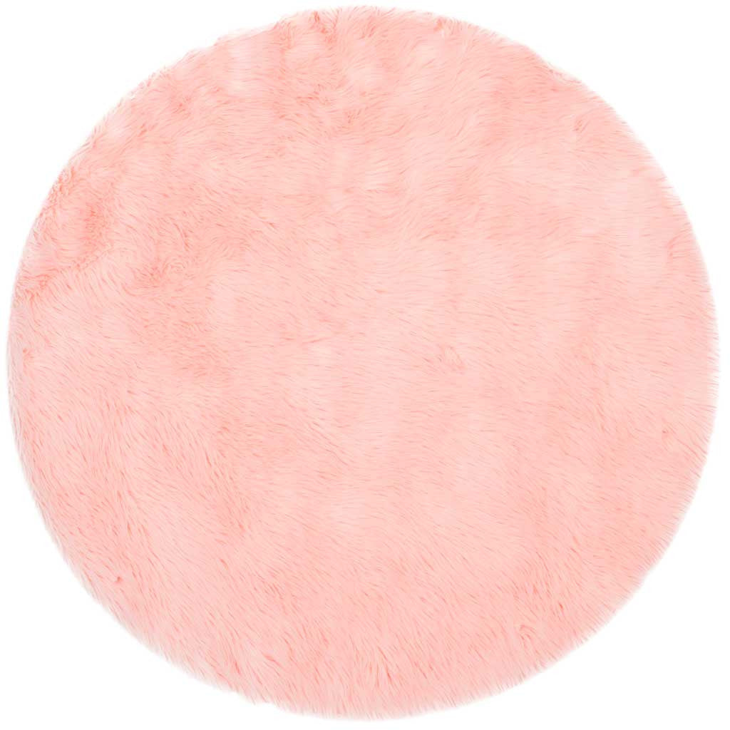 Faux Sheepskin Pink Round Rug - Froy.com