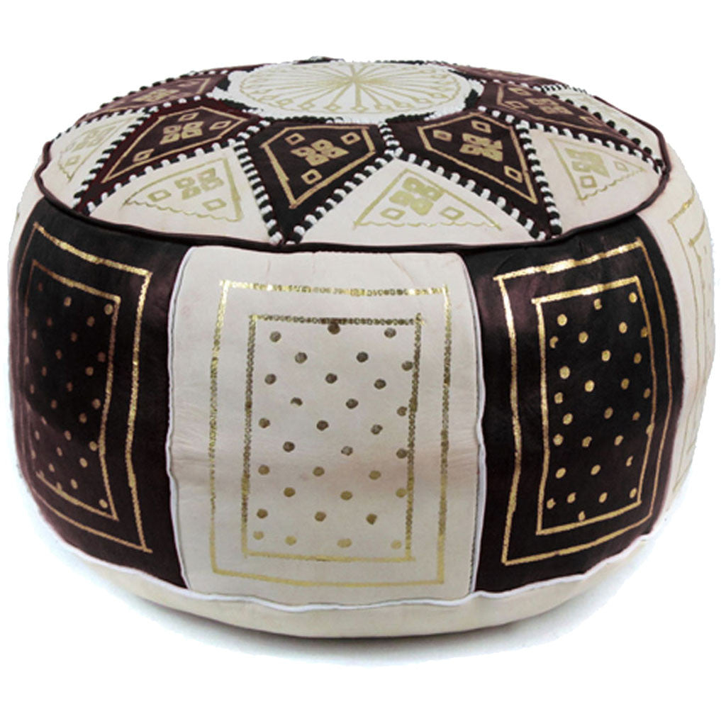 Fez Moroccan Pouf Black/Beige
