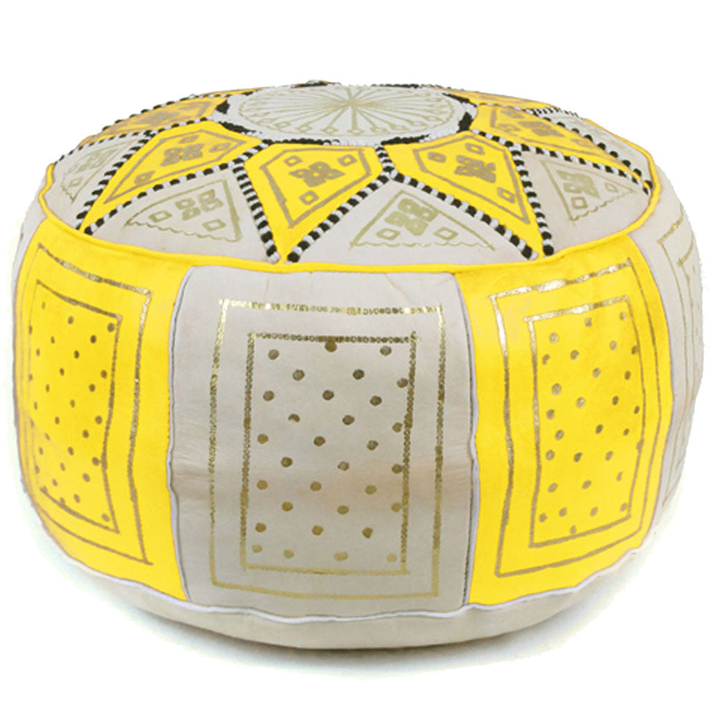 Fez Moroccan Pouf Yellow/Beige