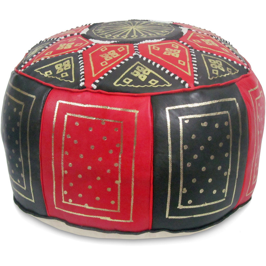 Fez Moroccan Pouf Red/Black