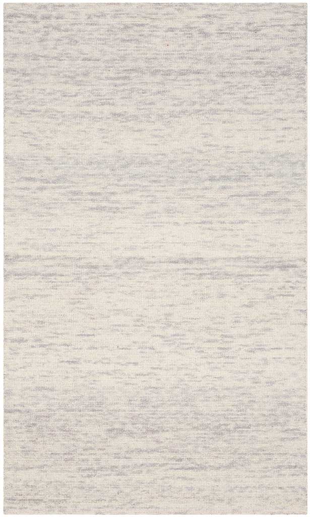 Compact silver wool rug with a softly speckled surface and gentle color shifts
