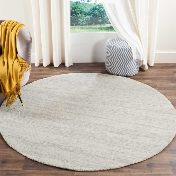 Himalaya Heathered Silver Round Rug - Froy.com