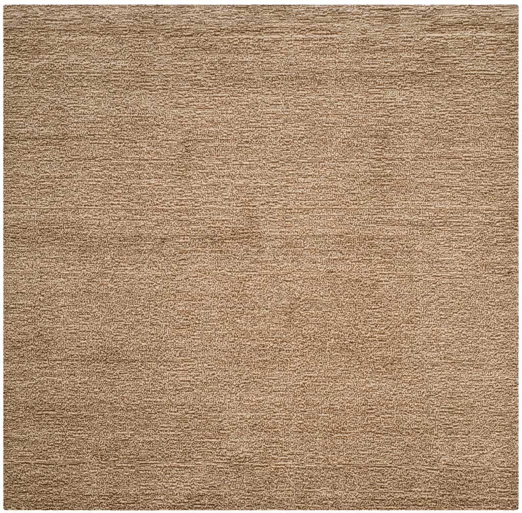 Square brown area rug brings earthy warmth and fine woven texture to an open floor
