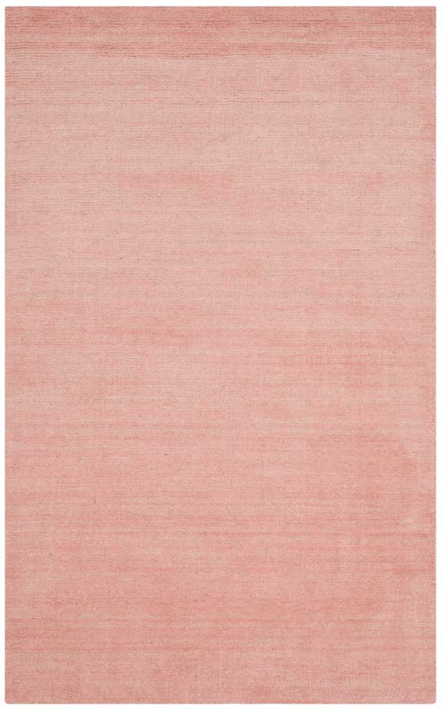 Rose pink area rug pairs a simple rectangular shape with delicate woven texture