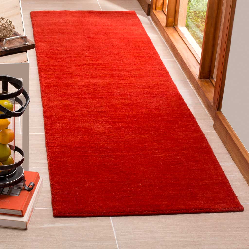 Rich red runner offers saturated color and a softly striated surface