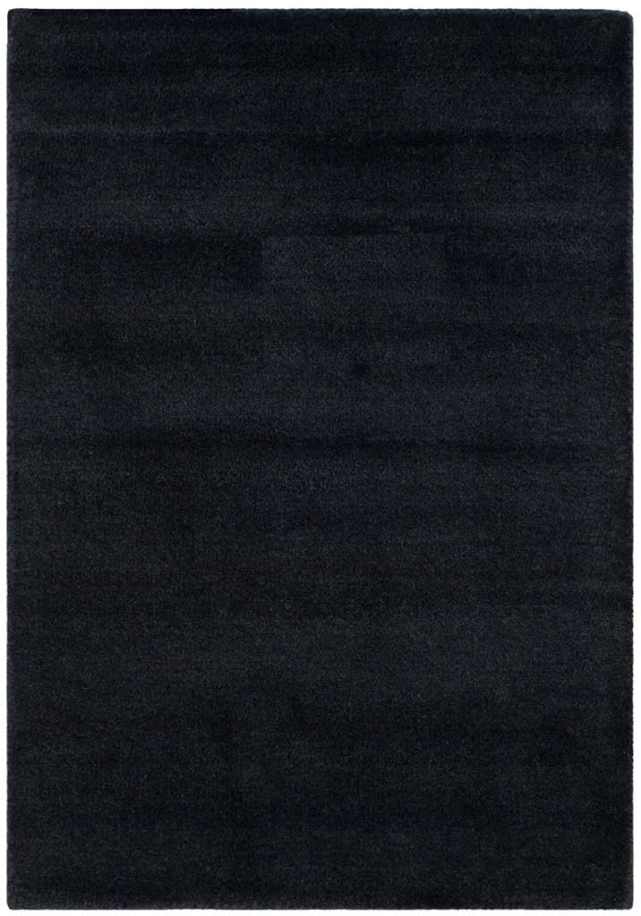 Compact black accent rug with plush texture and a gently shaded finish
