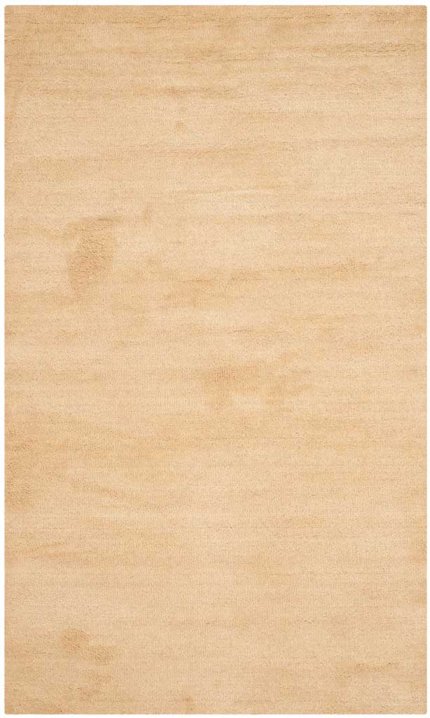 Small beige area rug with subtle mottling and a softly striated surface