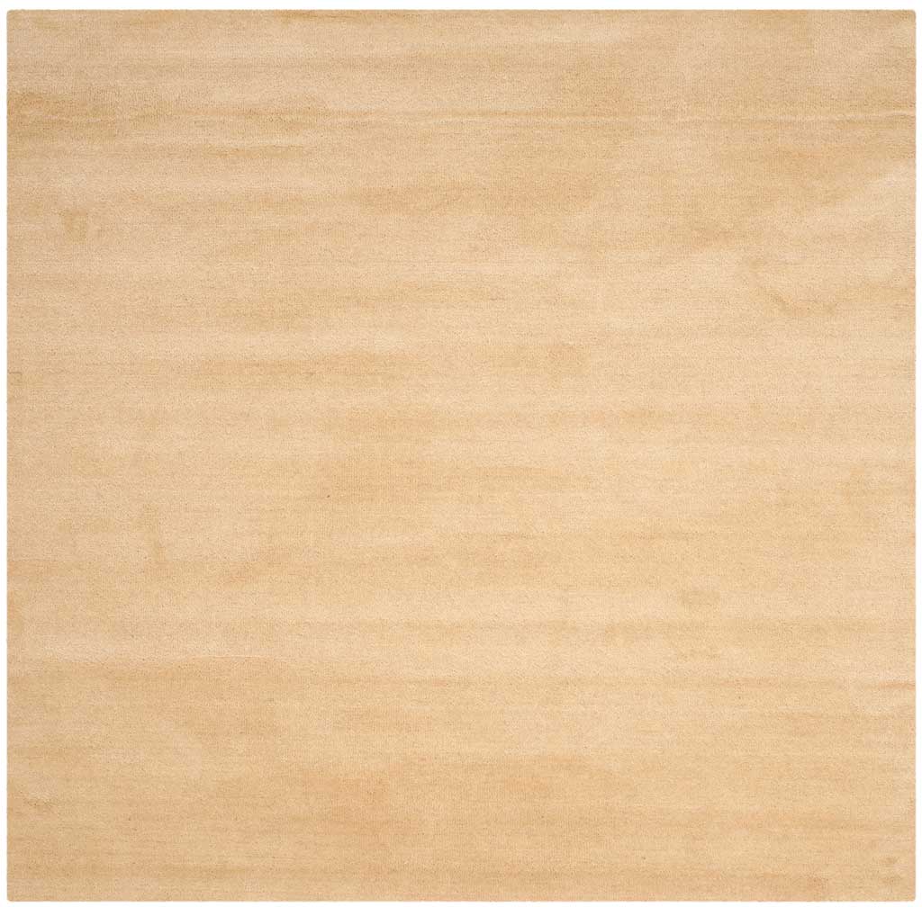 Square beige rug with delicate horizontal shading and a simple, borderless design