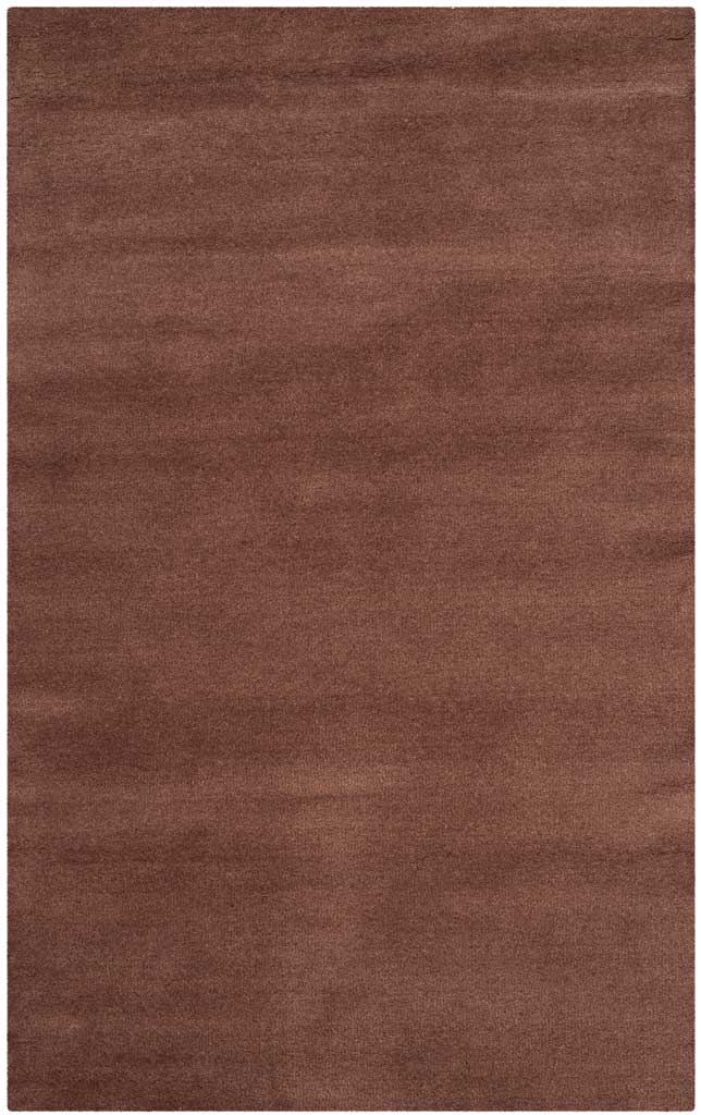 Small brown rug with subtle horizontal shading and a simple rectangular outline