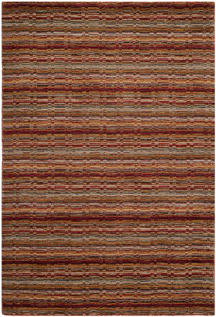 Hand-loomed wool rug brings subtle texture to stripes of rust, tan, cream and brown || HIM708A-8 || top_studio