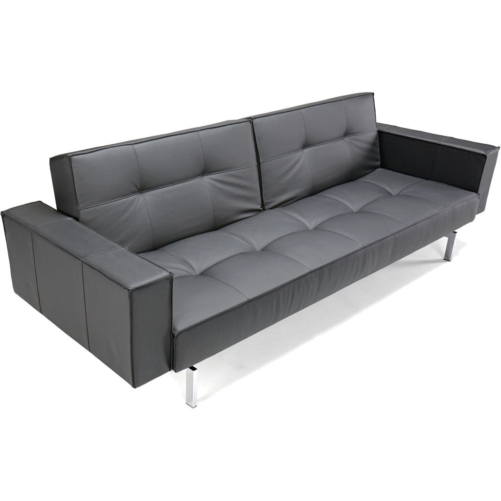 Stockholm Arm Sofa Steel Black Leather