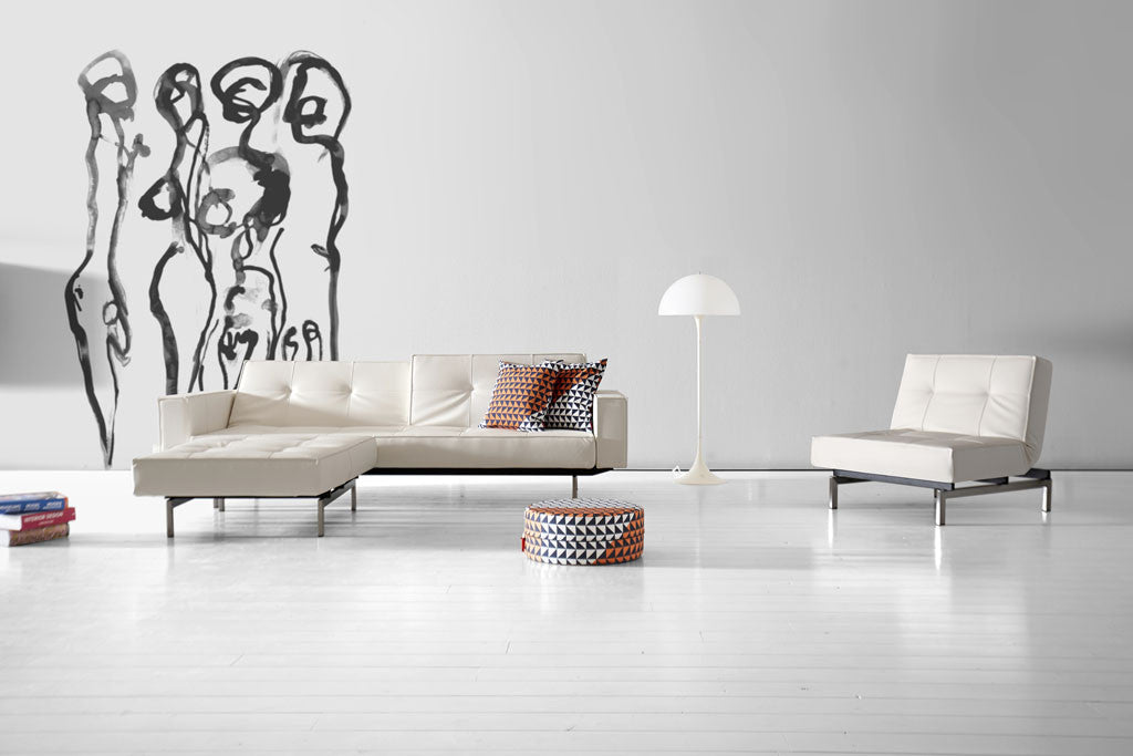 Stockholm Arm Sofa Steel White Leather