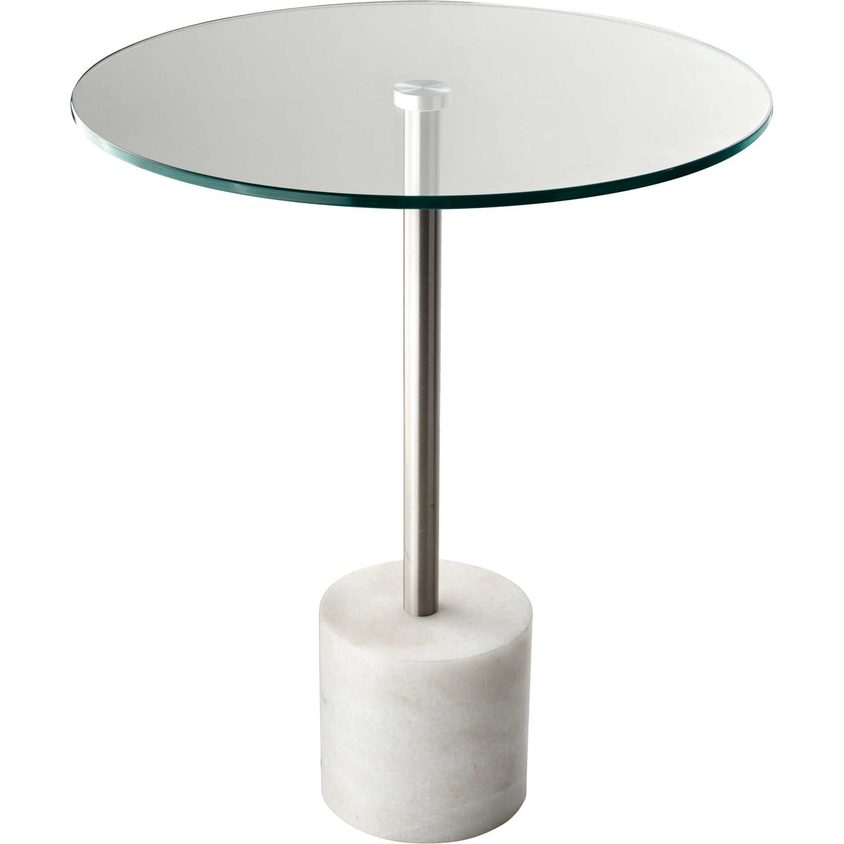 Blane End Table Brushed Steel/White