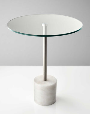 Blane End Table Brushed Steel/White