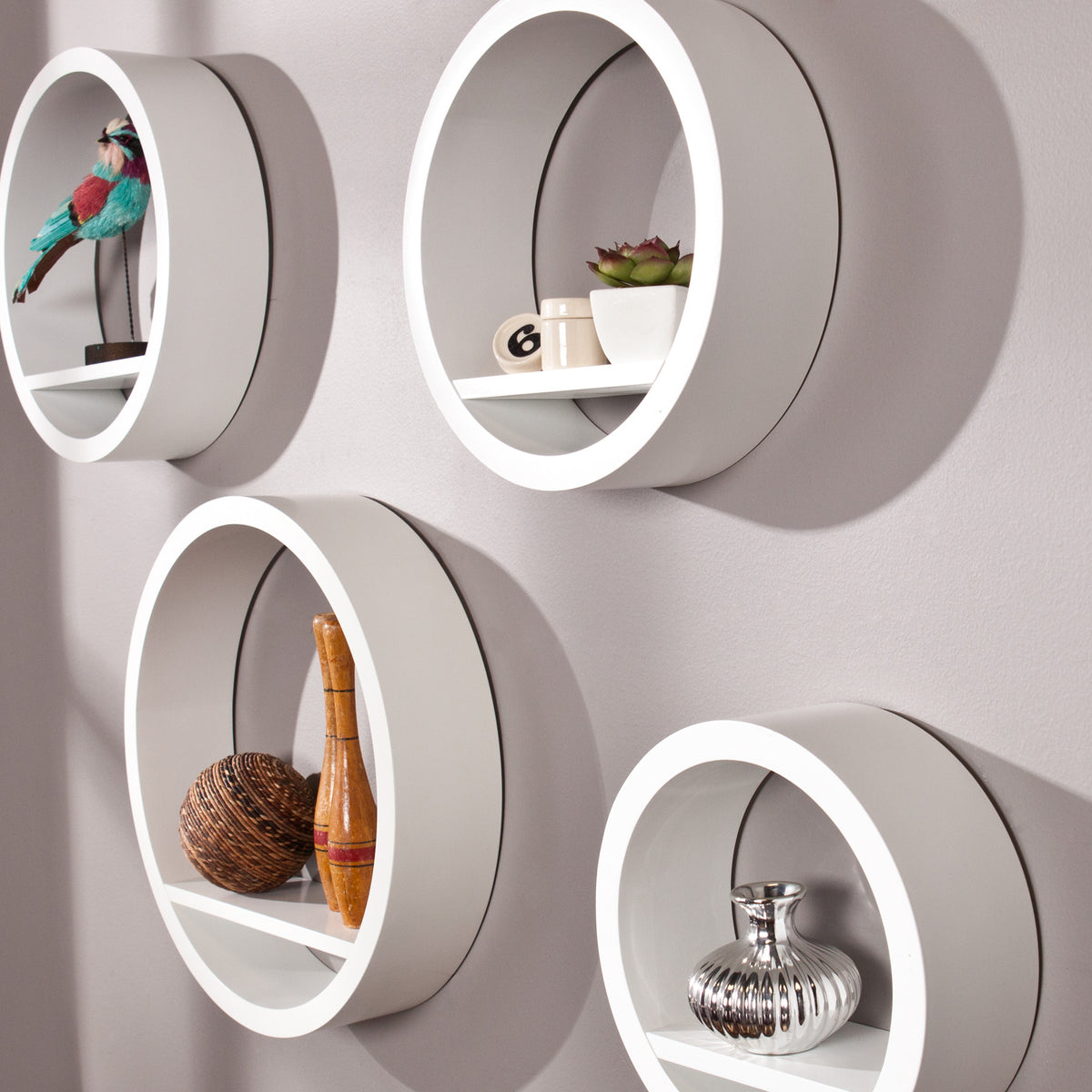 Bain Circle Shelf White (Set of 4)