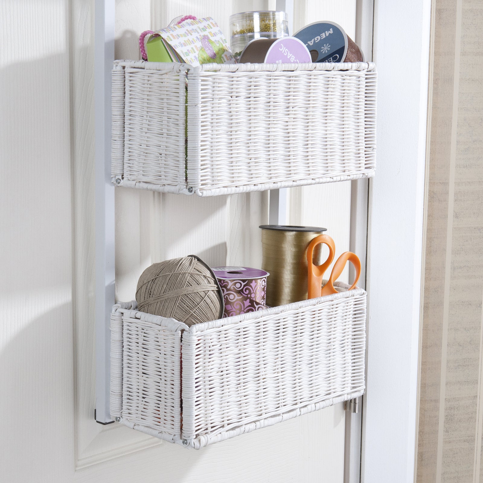 Over-The-Door 3-Tier Basket Storage White