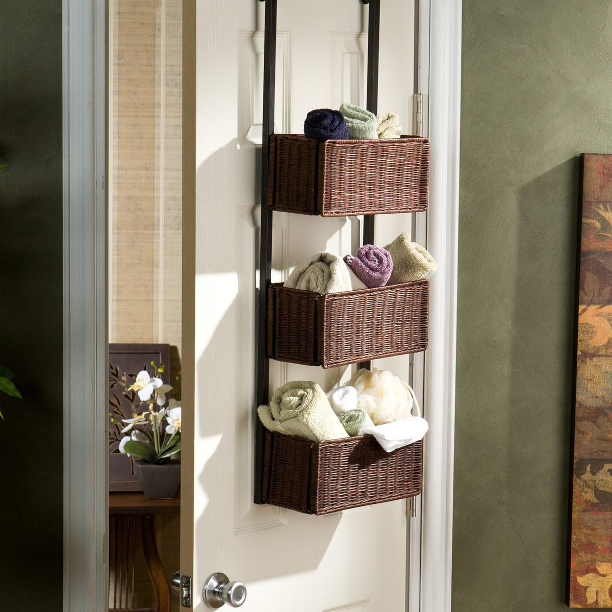 Over-The-Door 3-Tier Basket Storage Espresso
