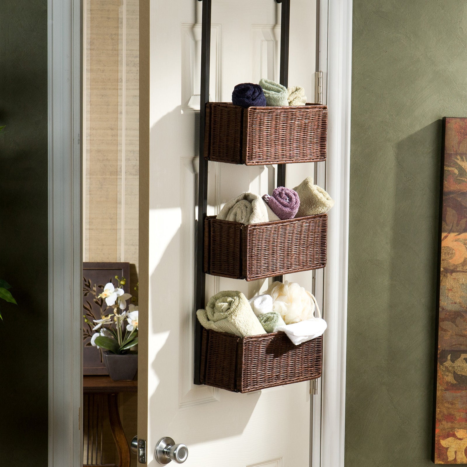 Over-The-Door 3-Tier Basket Storage Espresso