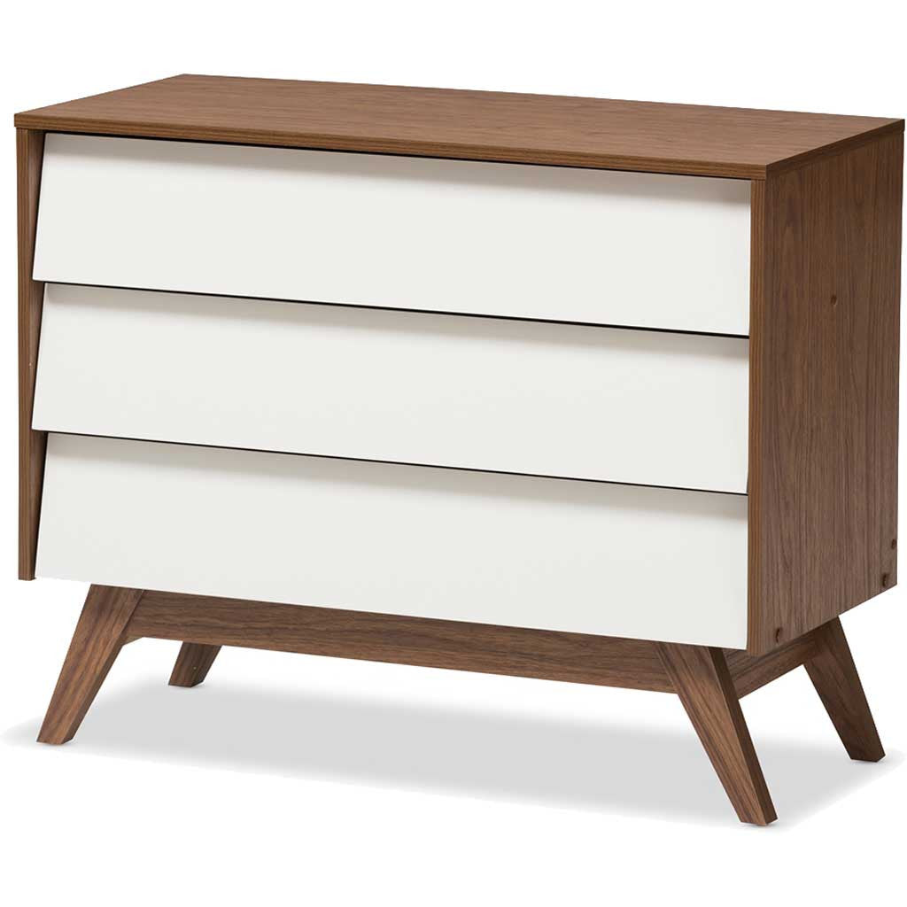 Hilson 3-Drawer Chest White/Walnut