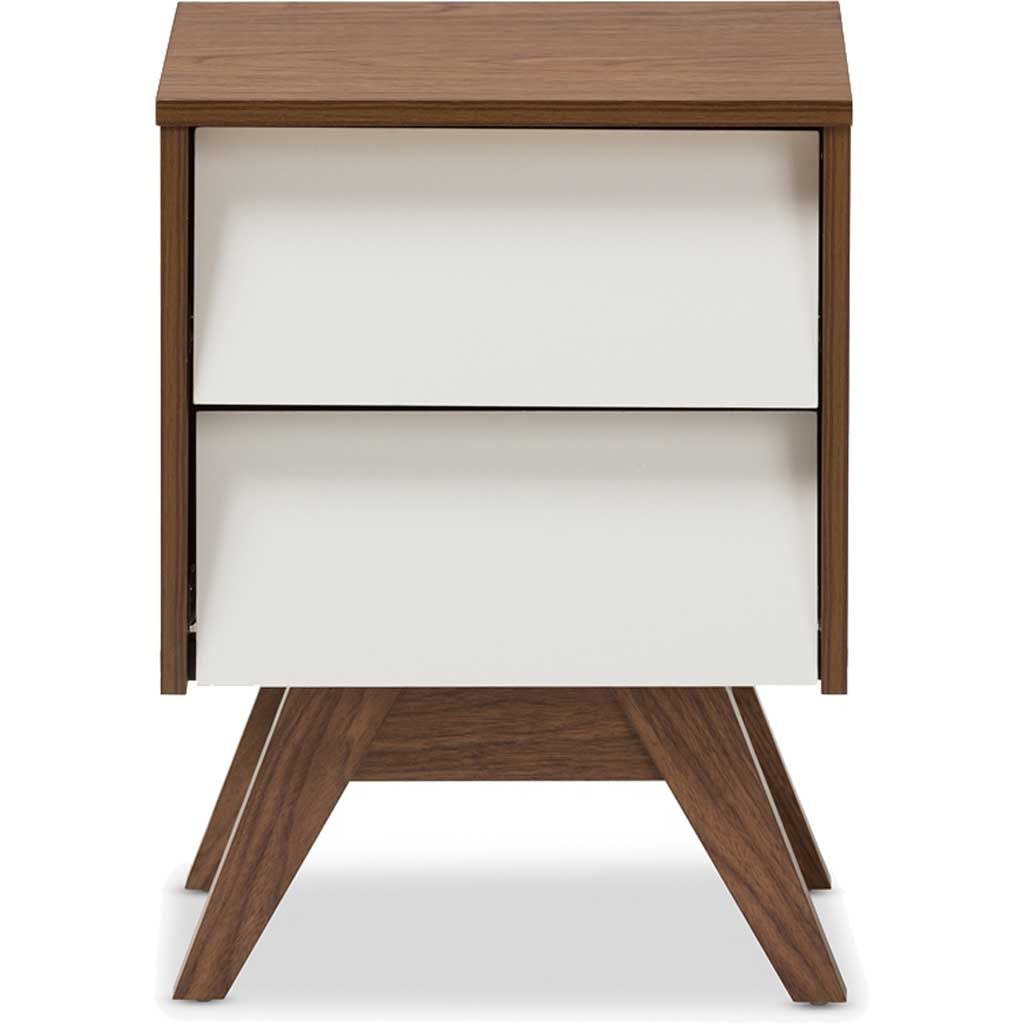 Hilson Storage Nightstand White/Walnut