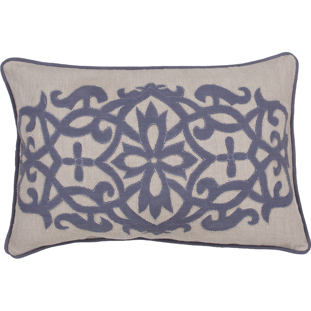 Inspired Jen02 Creme Brulee/Vintage Indigo Pillow