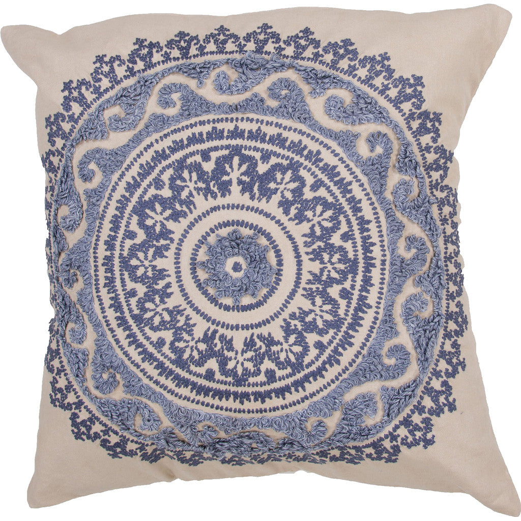 Inspired Jen07 Creme Brulee/Vintage Indigo Pillow