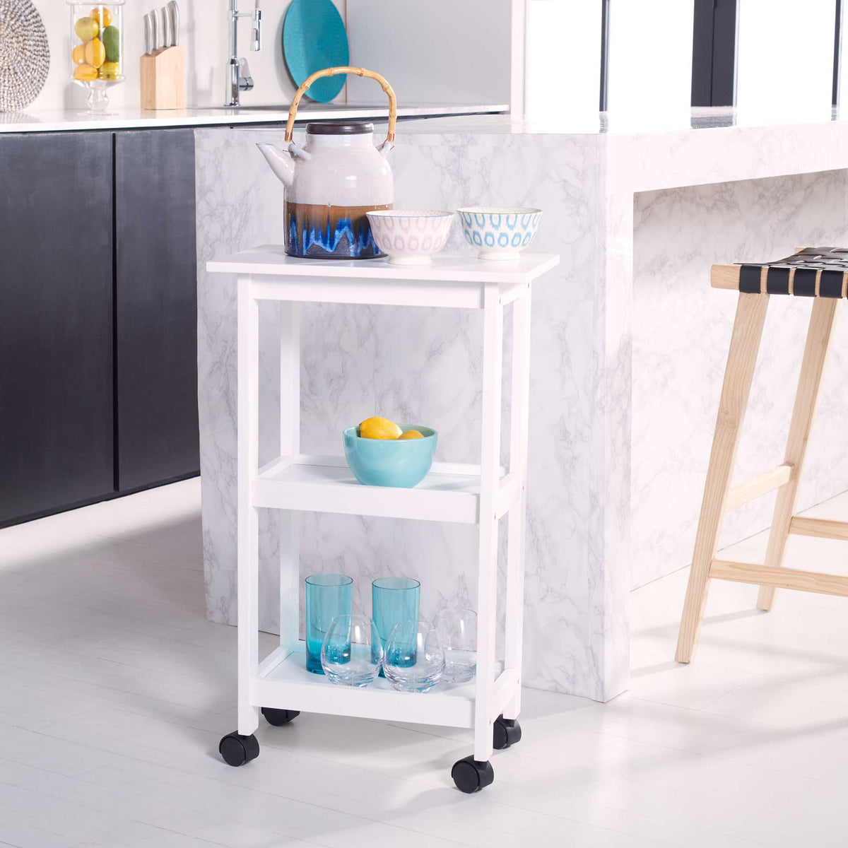 Bentlee 2 Shelf Kitchen Cart White