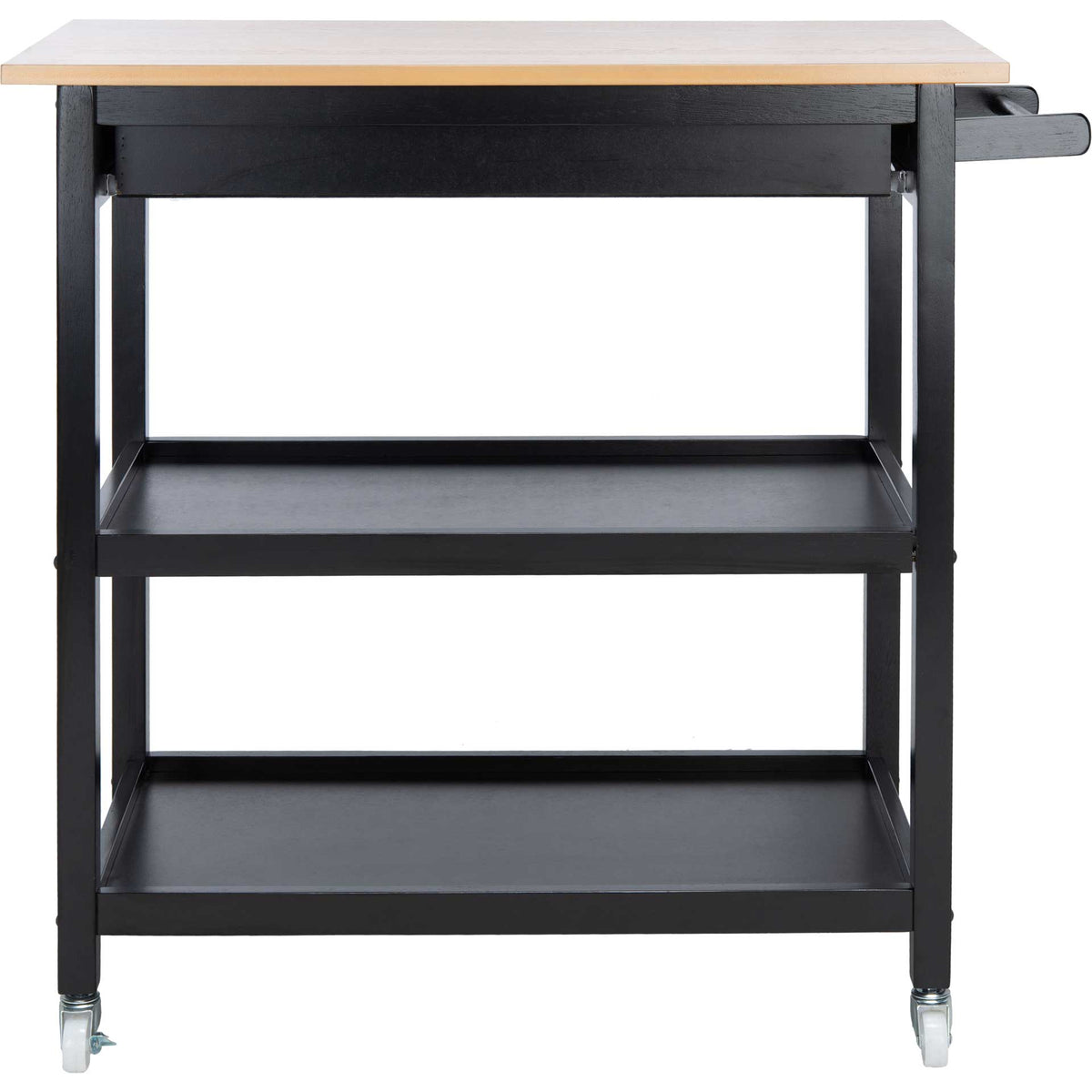 Coffe 2 Drawer 2 Shelf Kitchen Cart Natural/Matte Black