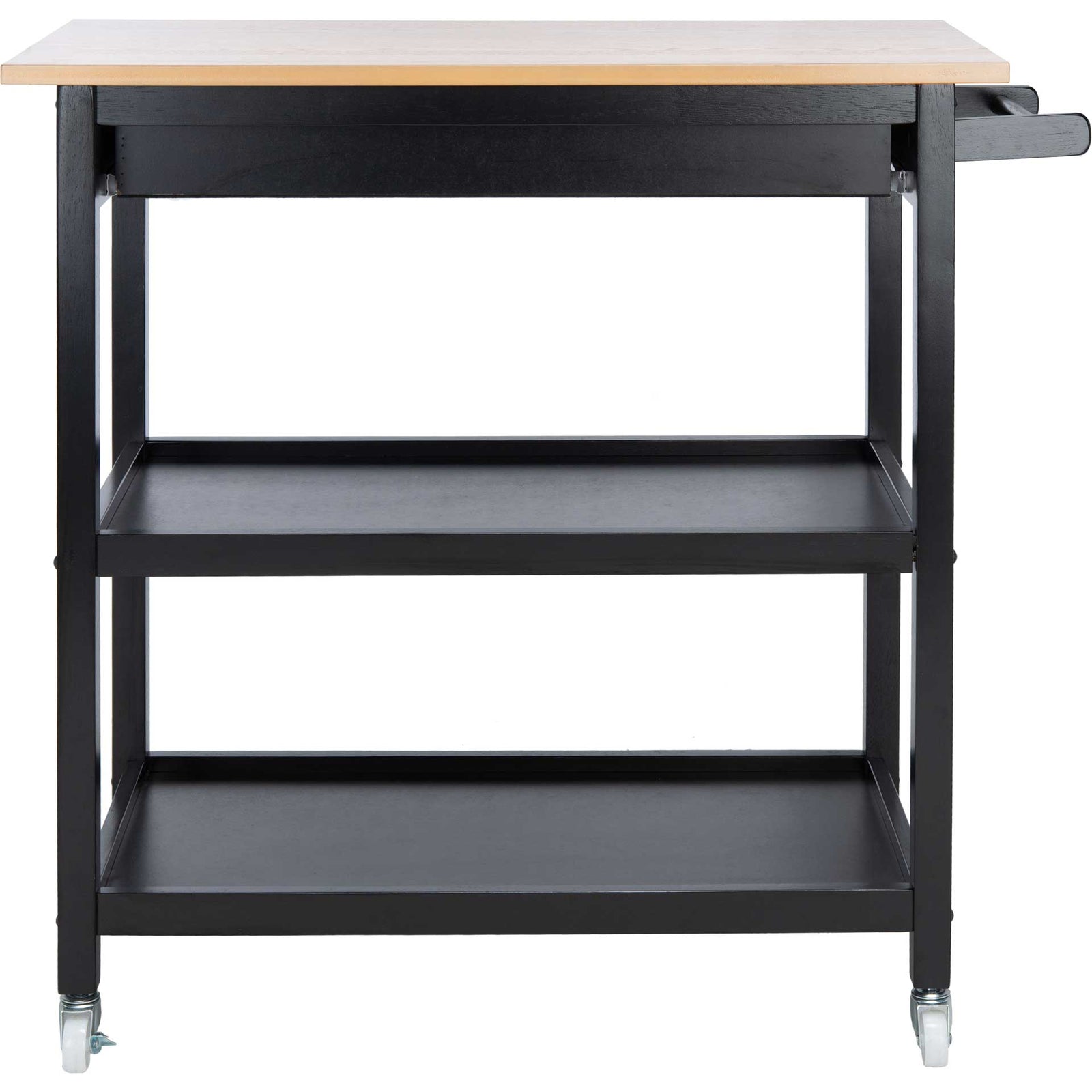 Coffe 2 Drawer 2 Shelf Kitchen Cart Natural/Matte Black