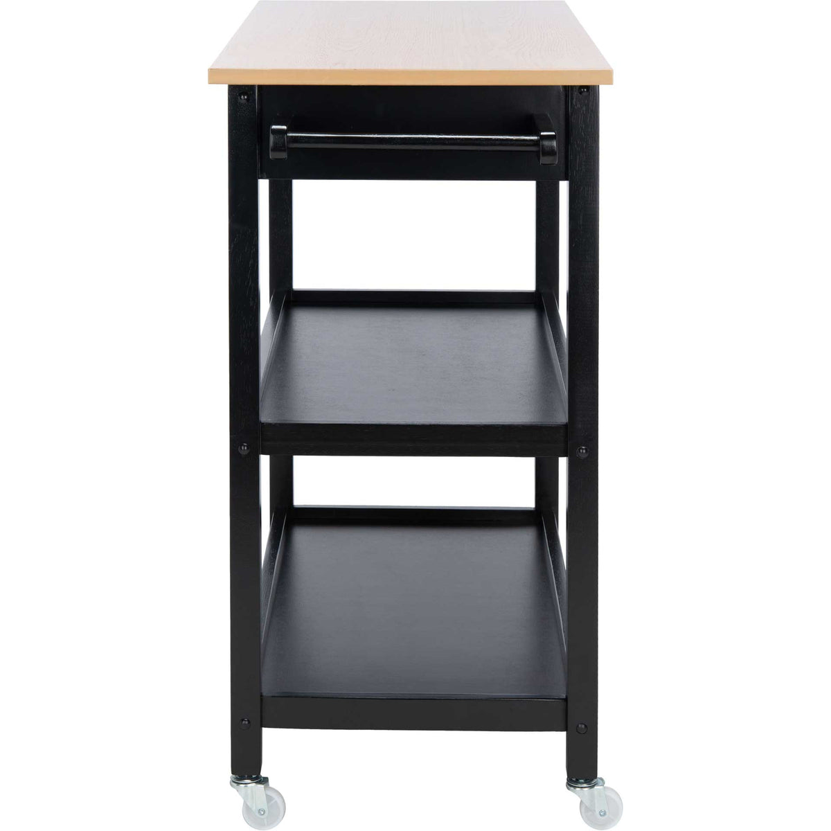 Coffe 2 Drawer 2 Shelf Kitchen Cart Natural/Matte Black