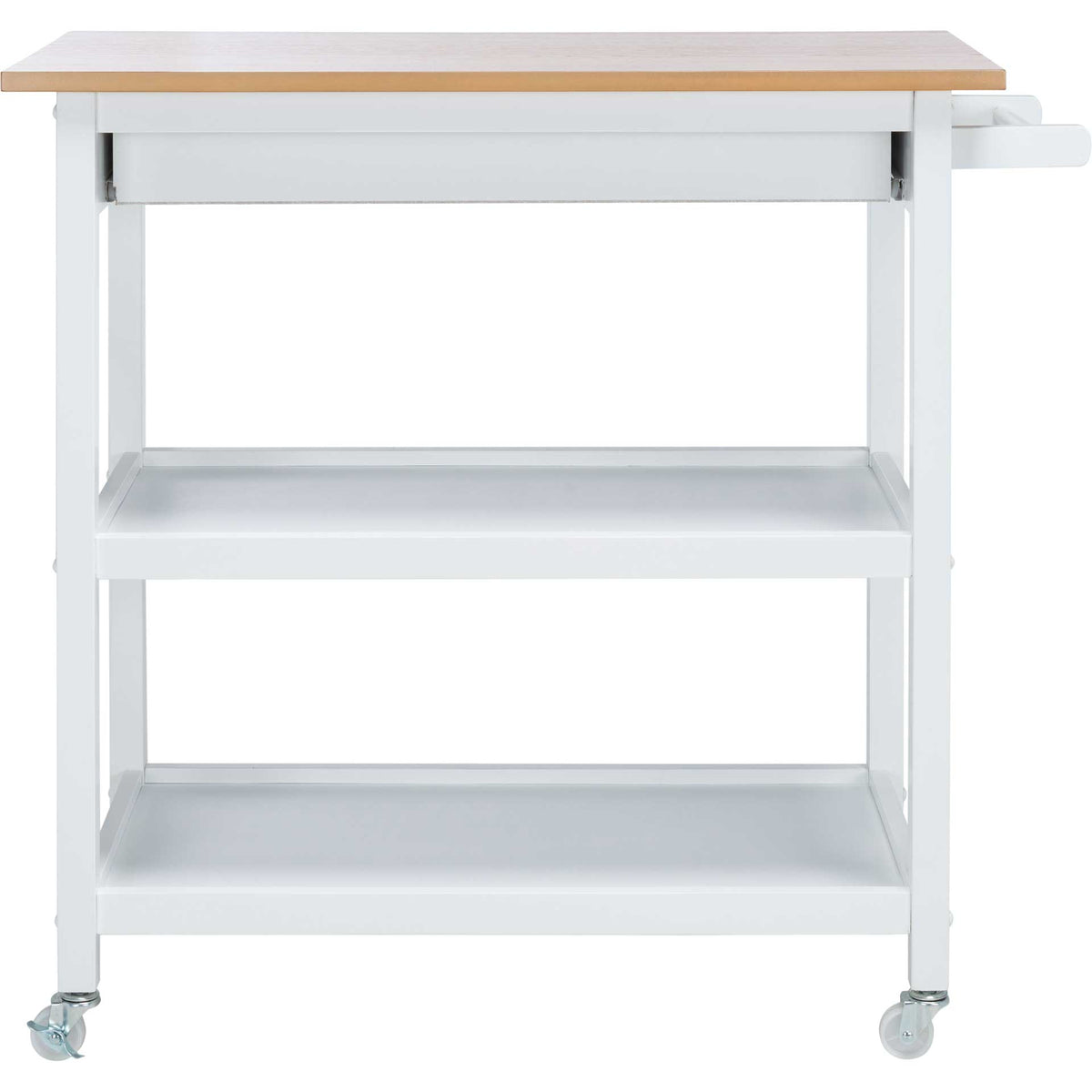 Coffe 2 Drawer 2 Shelf Kitchen Cart Natural/White