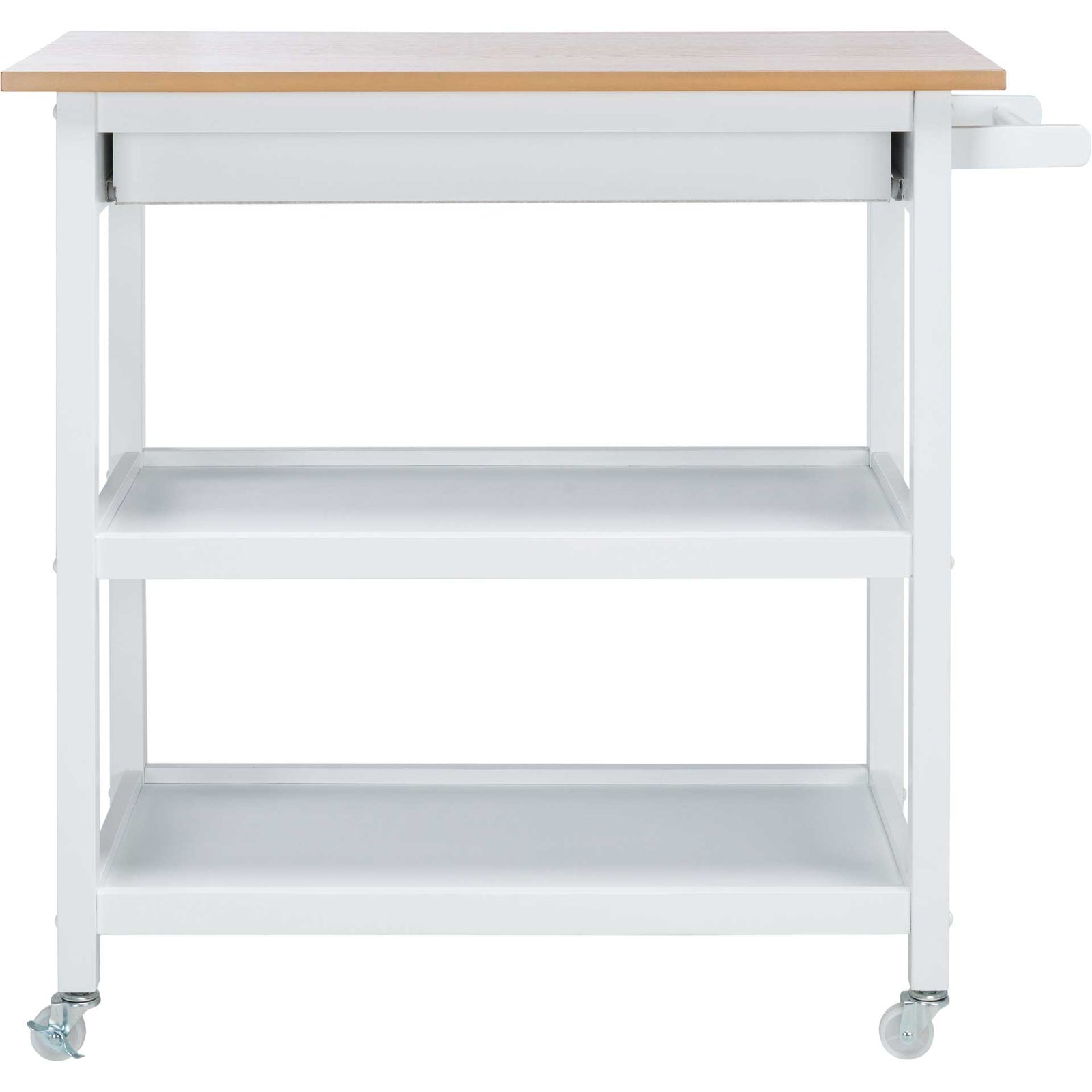 Coffe 2 Drawer 2 Shelf Kitchen Cart Natural/White