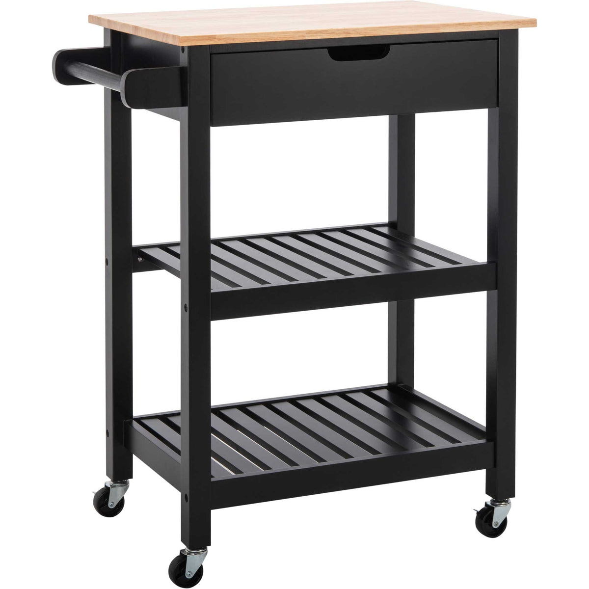 Onan 1 Drawer 2 Shelf Kitchen Cart Black/Natural