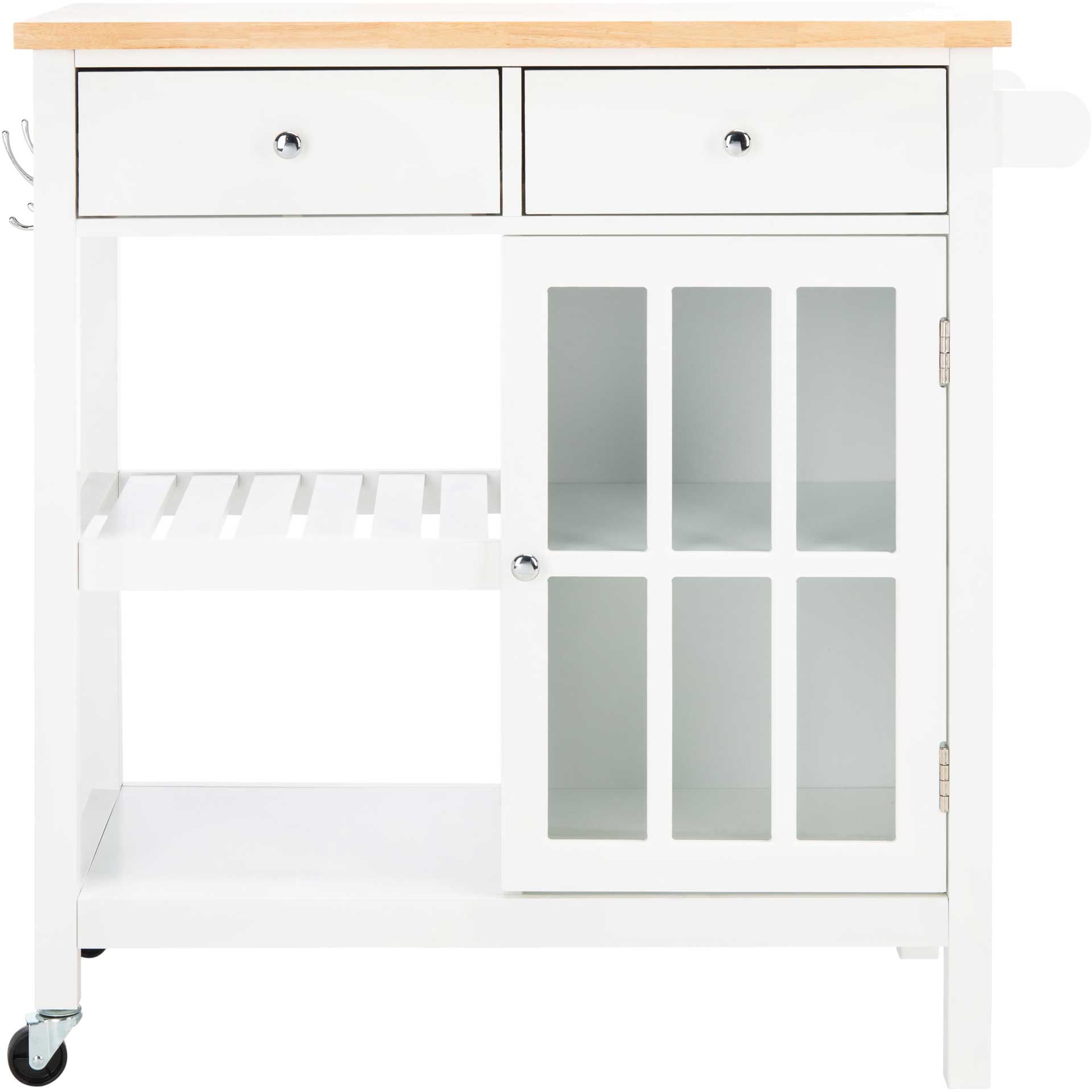 Lodi 1 Door 2 Drawer 2 Shelf Kitchen Cart White/Natural