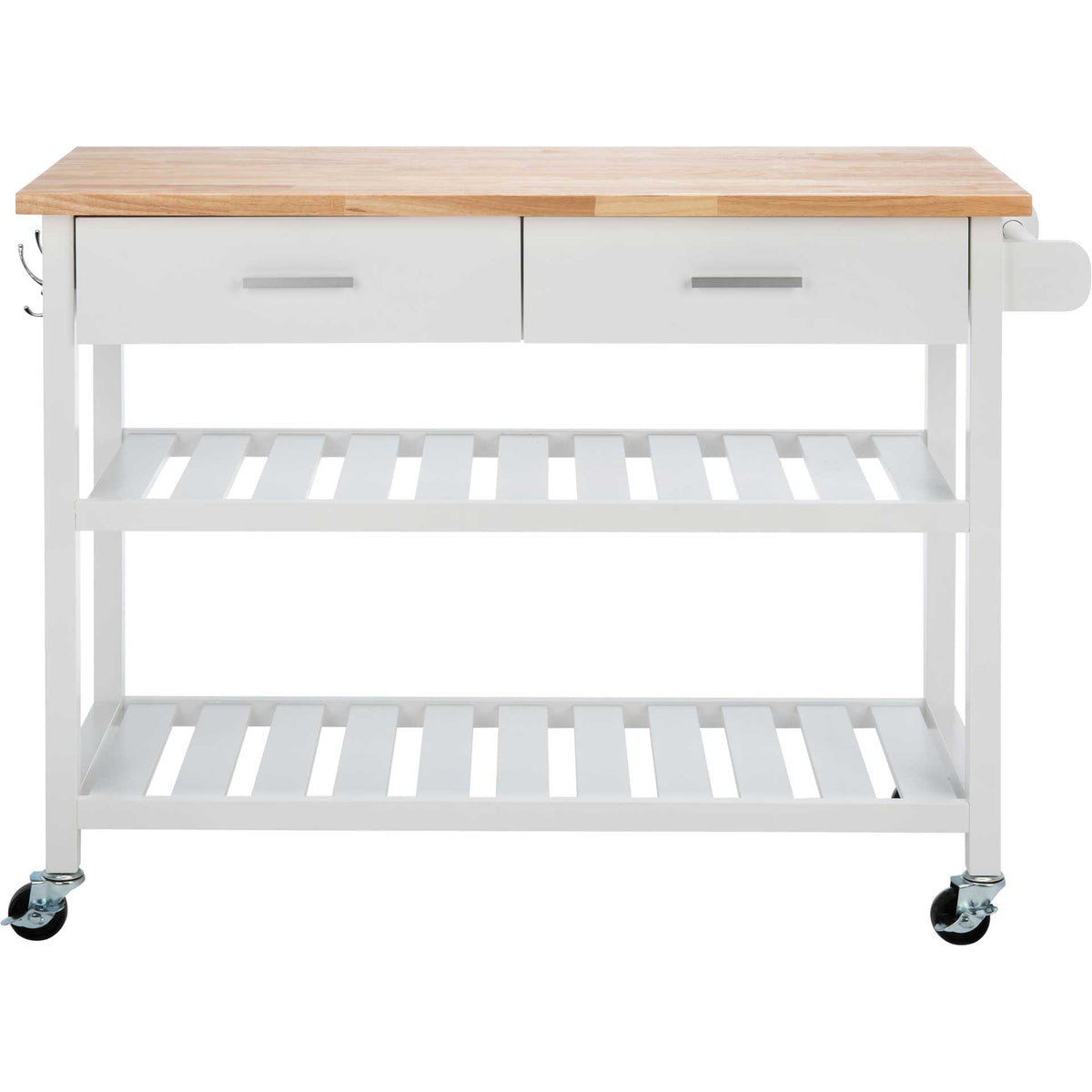 Kinston 2 Drawer 2 Shelf Kitchen Cart White/Natural