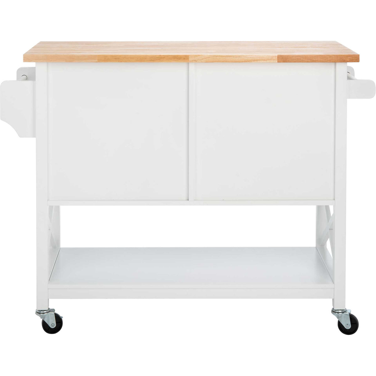 Kenley 2 Door 1 Shelf Kitchen Cart White/Natural