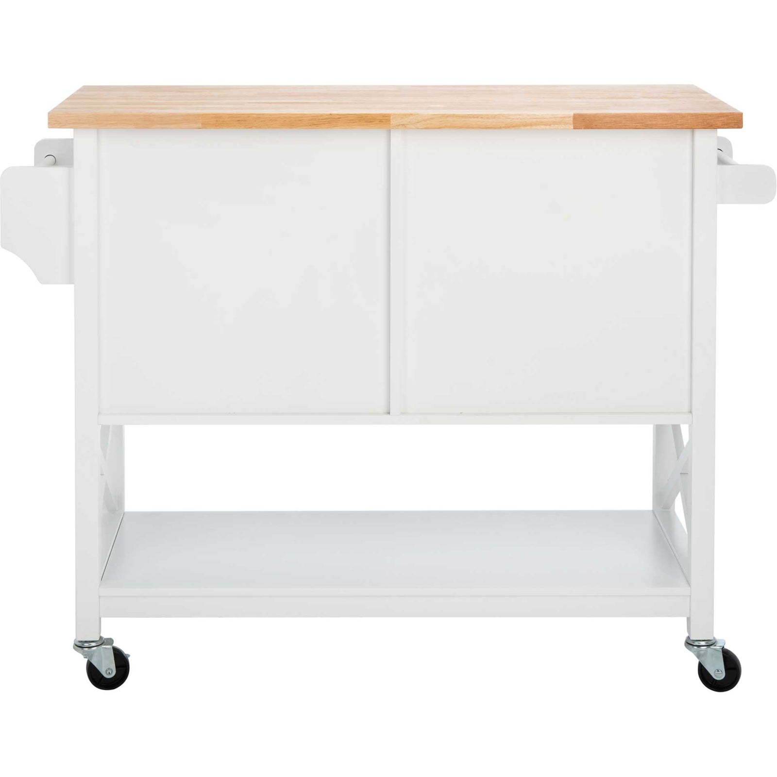 Kenley 2 Door 1 Shelf Kitchen Cart White/Natural