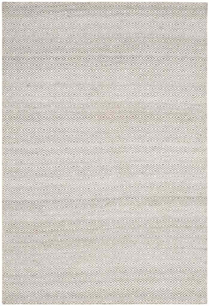 Ivory wool rug covered in tightly repeated graphite diamond motifs
