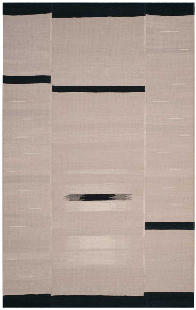Handwoven gray wool rug combines offset black bands with subtle tonal texture || KLM811A-8 || top_studio