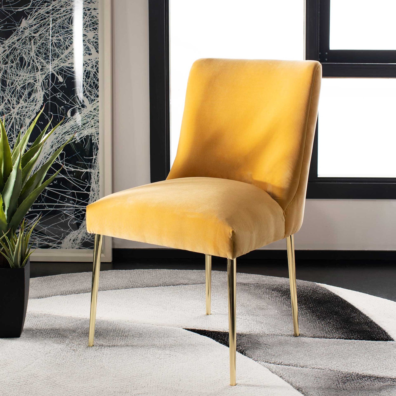 Nova Velvet Dining Chair Mustard