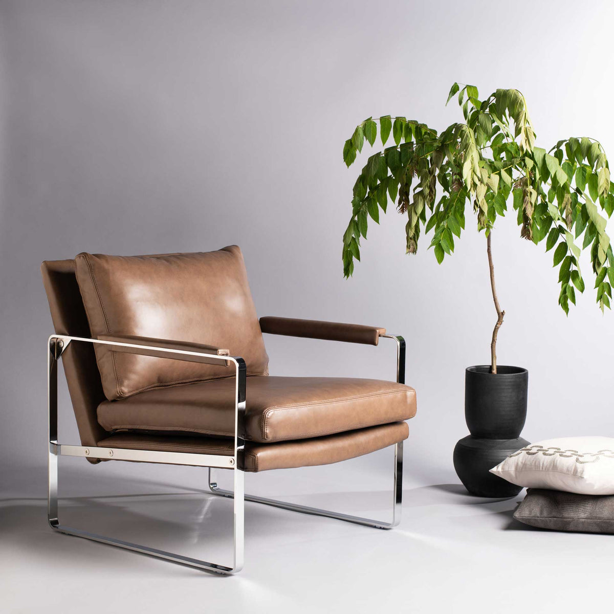 Estrella Metal Accent Chair Dark Brown/Silver