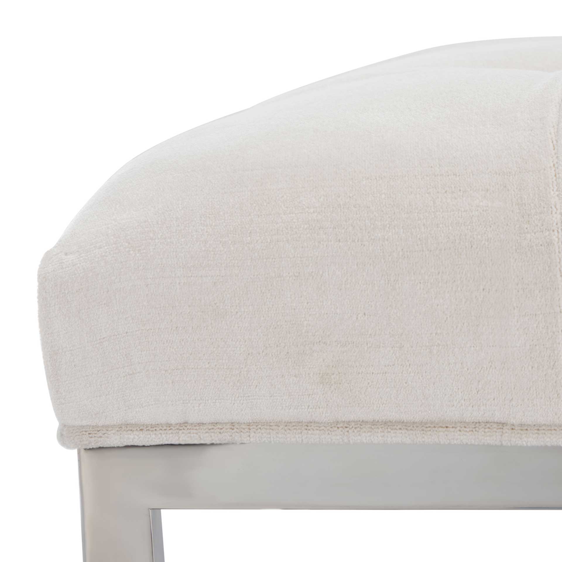 Simeon White Velvet Tufted Ottoman Bella White