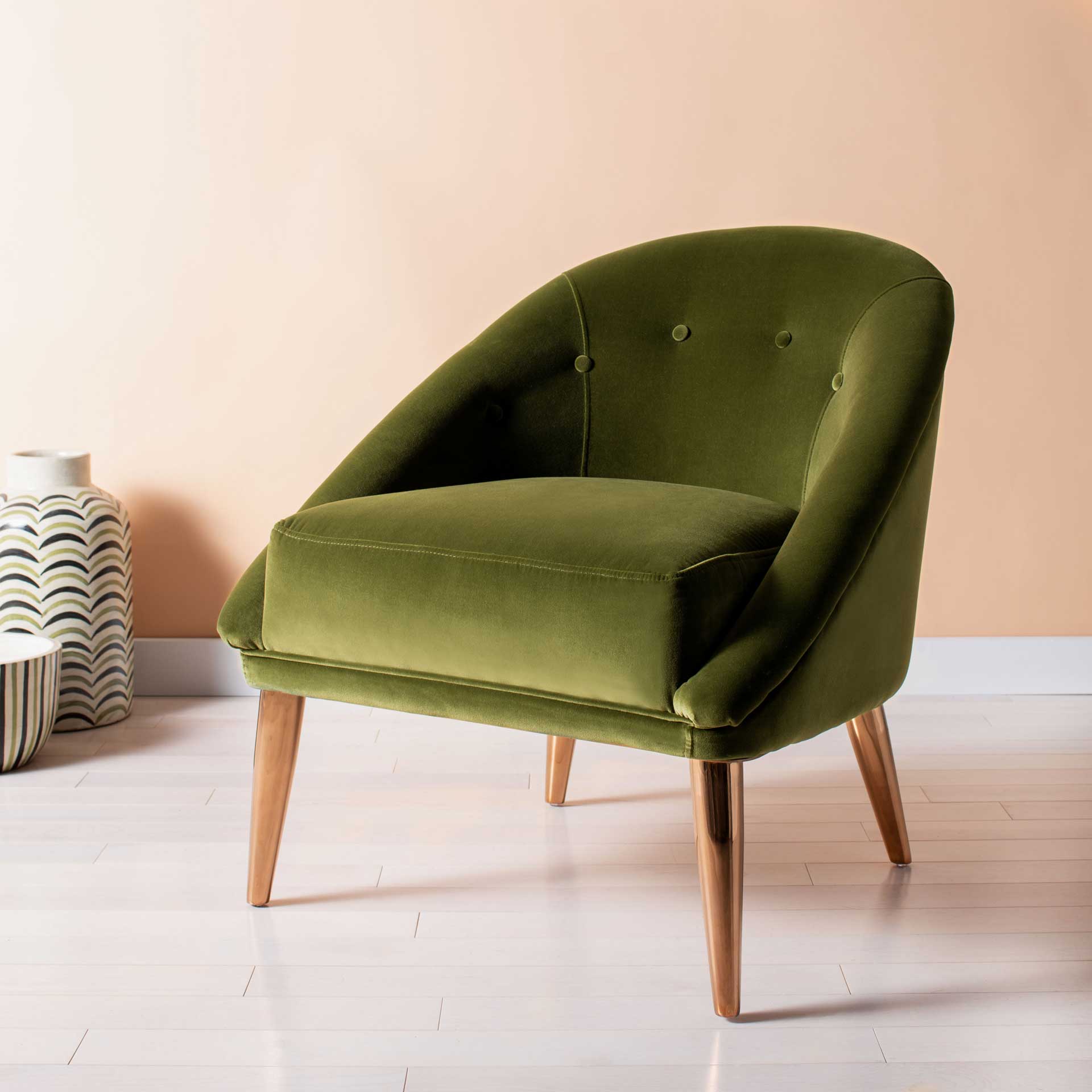 Holland Velvet Club Chair Gold/Dark Olive Green