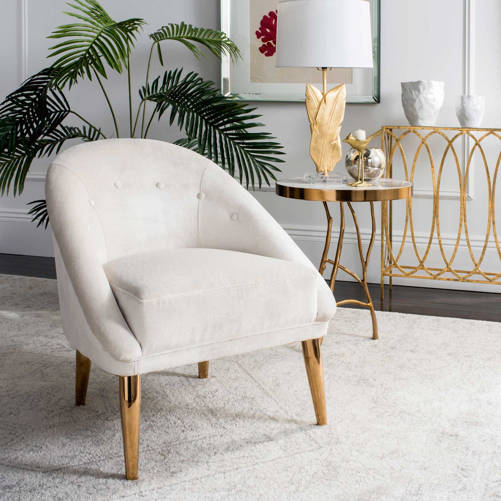 Holland Velvet Club Chair Gold/Bella White