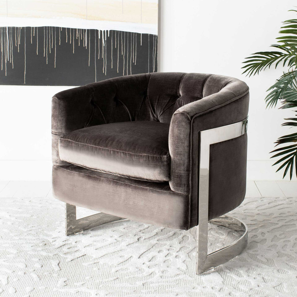 Zelah Velvet Chair Bella Shale Gray